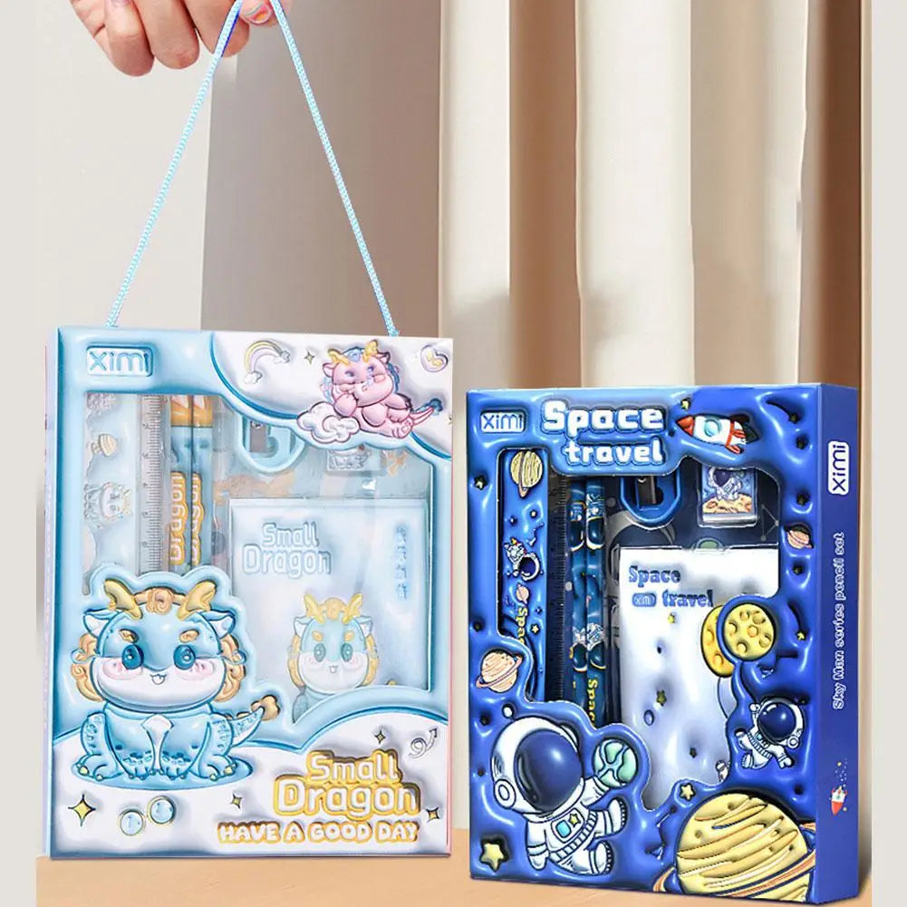 6 Pcs Stationery Sets - Pencil Ruler Eraser Sharpener