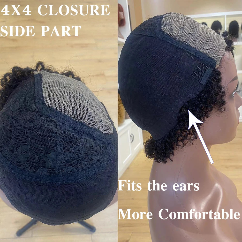Glueless Curly Pixie Cut Human Hair Wig