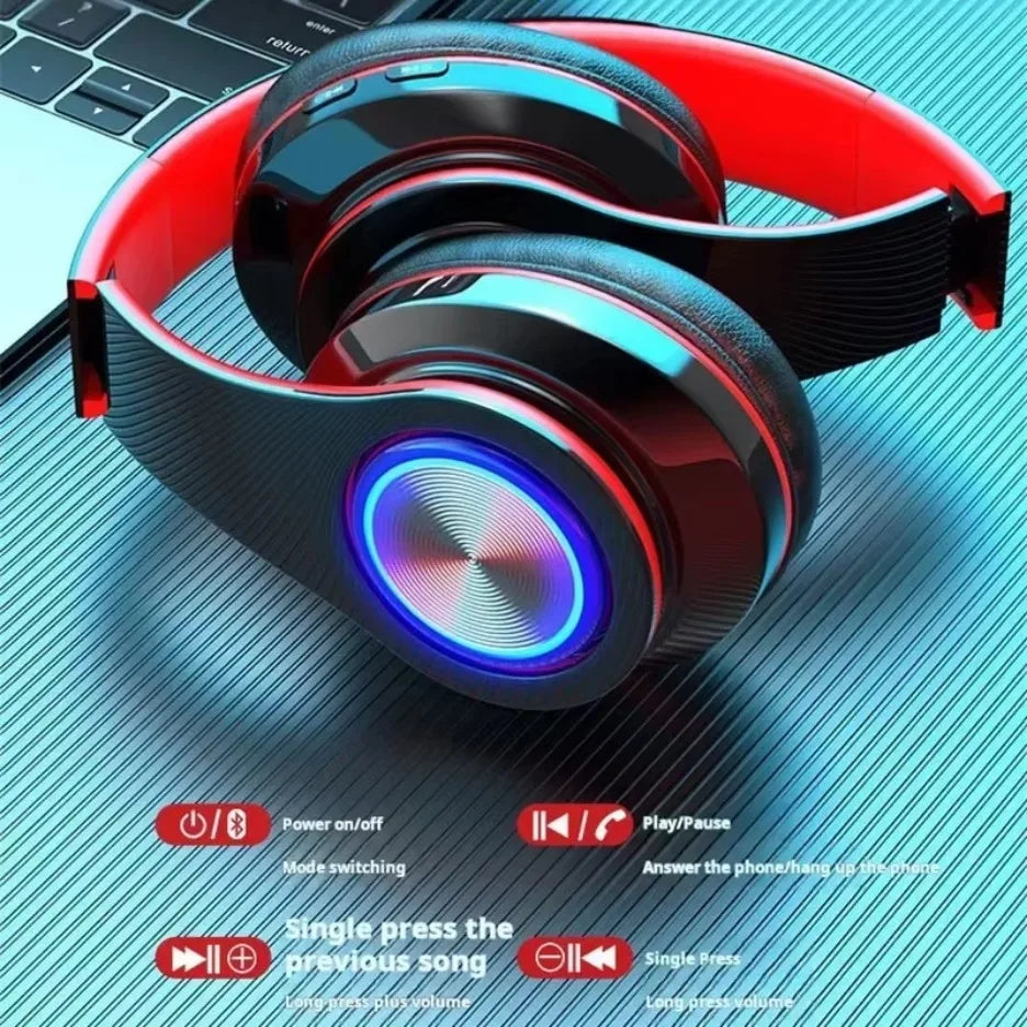 Wireless Bluetooth Gaming Headphones with Mic & RGB Lighting