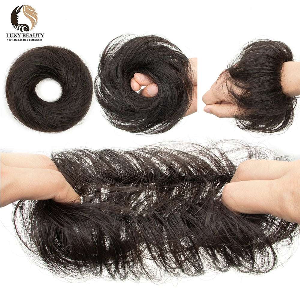 Human Hair Donut Chignon Bun Scrunchie – Updo Style, Natural Look