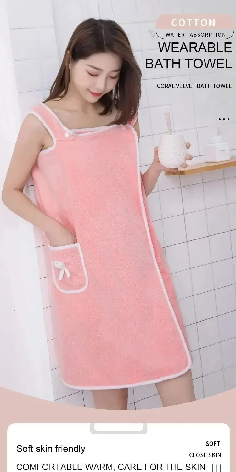Women's Fast-Drying Wearable Bathrobe (140x85cm)