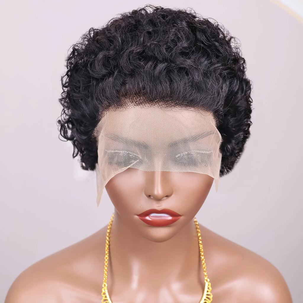Water Wave Bob Pixie Cut Lace Front Wig – Short Natural Style