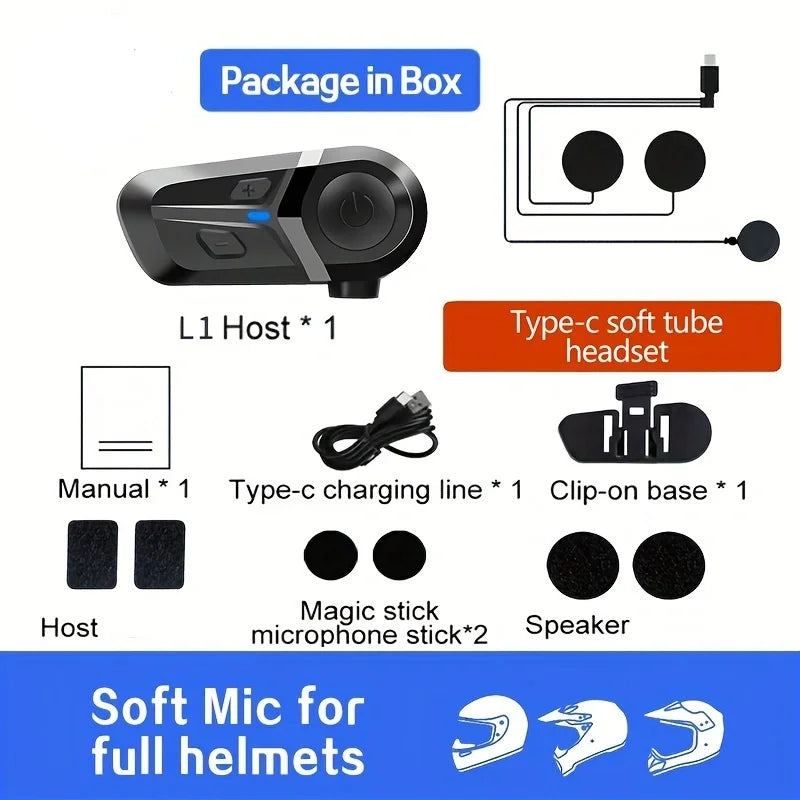 Waterproof Bluetooth 5.3 Motorcycle Helmet Earbuds with Hands-Free Calling