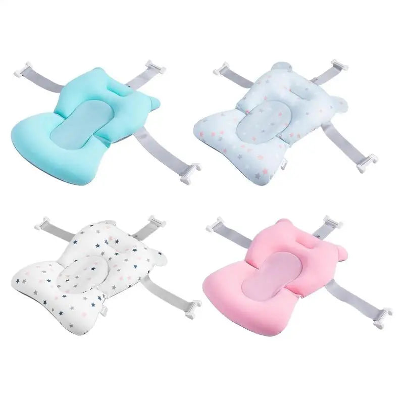 Newborn Bath Cushion - Adjustable, Foldable with Buckles & 3 Safety Clips