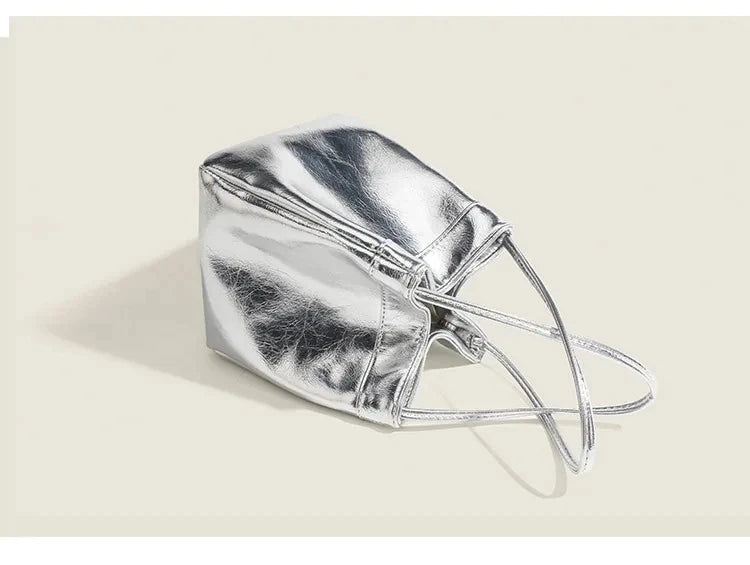 Women's Small Silver Bucket Bag