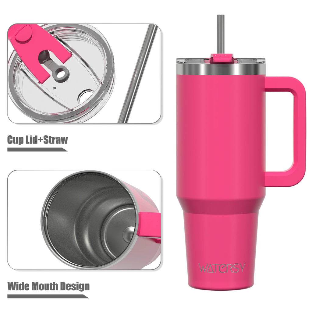 591ml Stainless Steel Insulated Tumbler with Handle & Straw