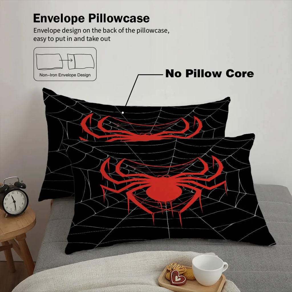 3pcs Cyber Style Spider Printed Down Duvet Cover Set
