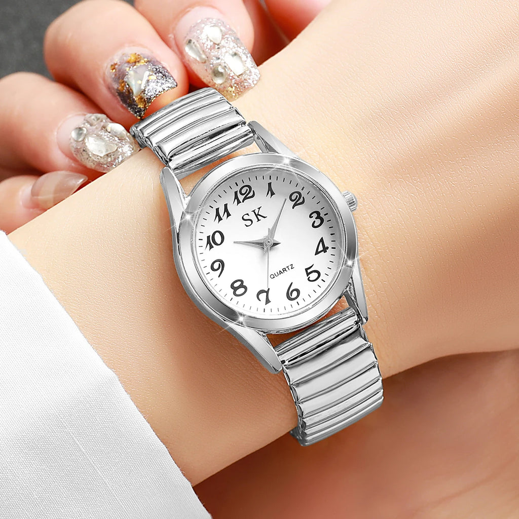 Digital Watch with Steel Strip & Elastic Band
