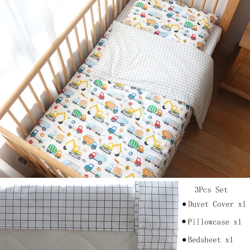 3 Pcs Kids Bedding Set - Cotton Bed Linen set Include, Pillowcase, Sheet and Duvet Cover