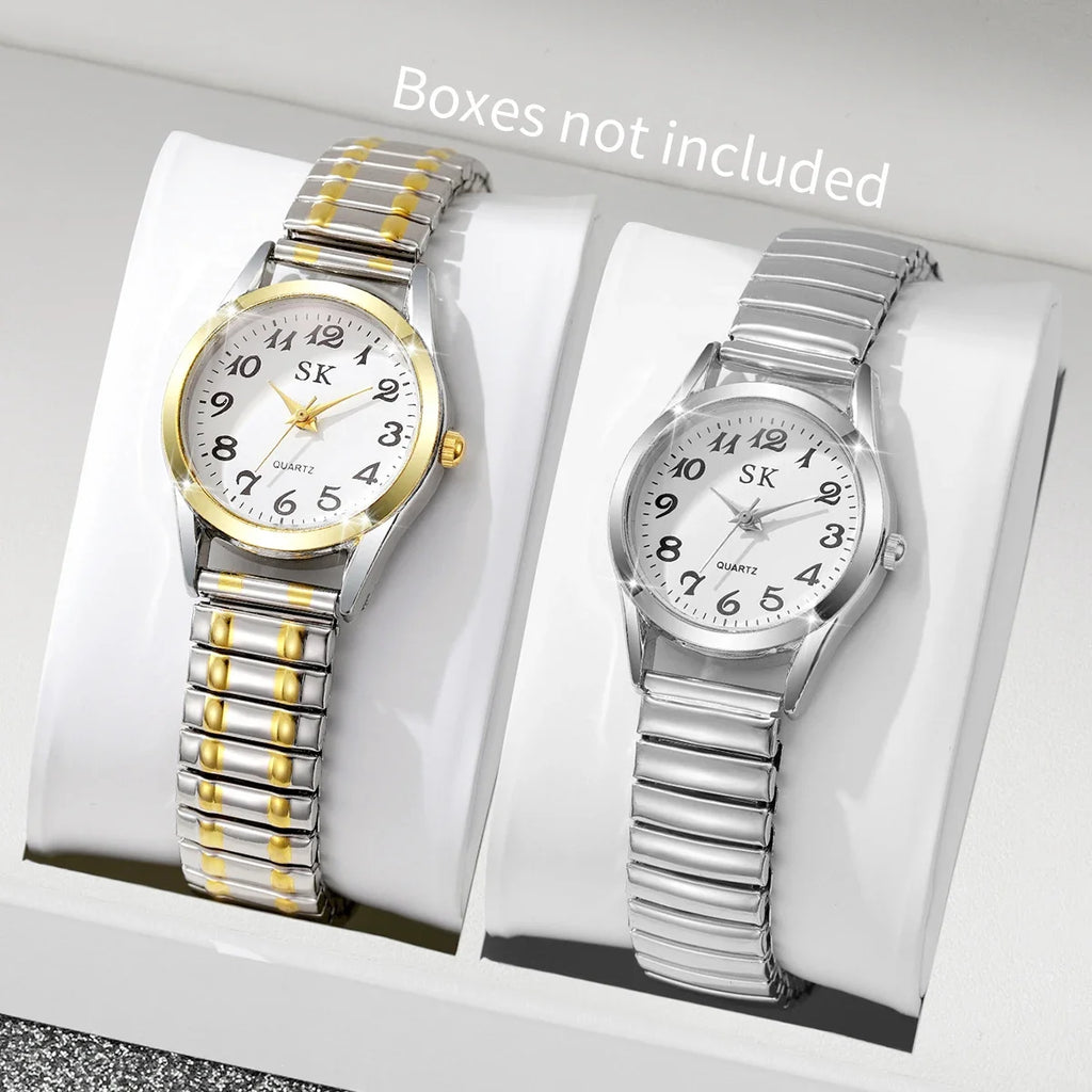 Digital Watch with Steel Strip & Elastic Band