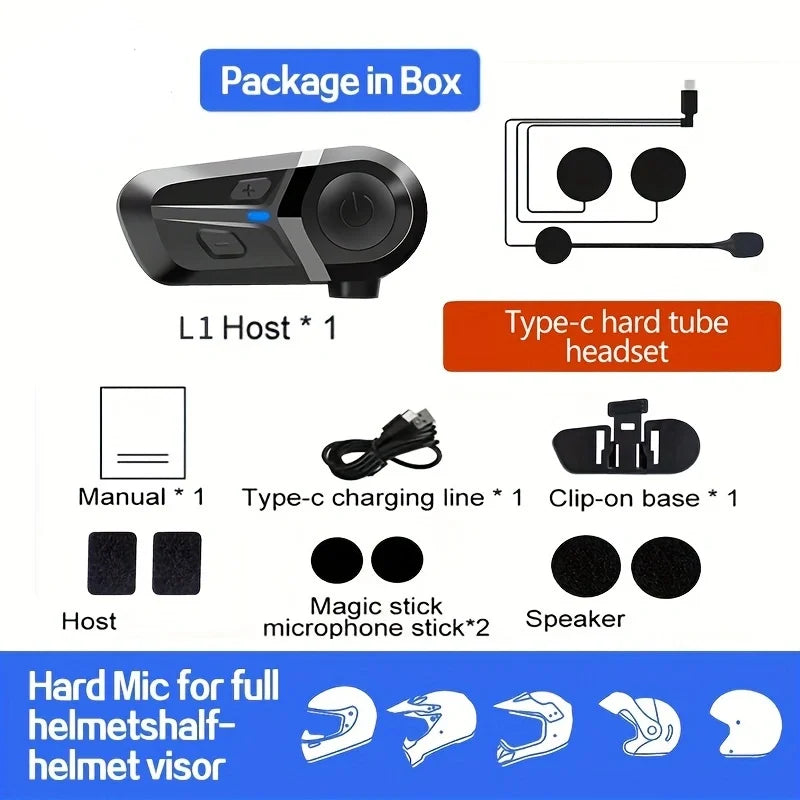 Waterproof Bluetooth 5.3 Motorcycle Helmet Earbuds with Hands-Free Calling