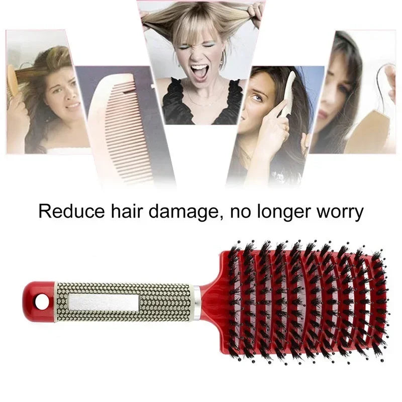 Boar Bristle & Nylon Pin Hairbrush – Smoothing & Detangling Brush