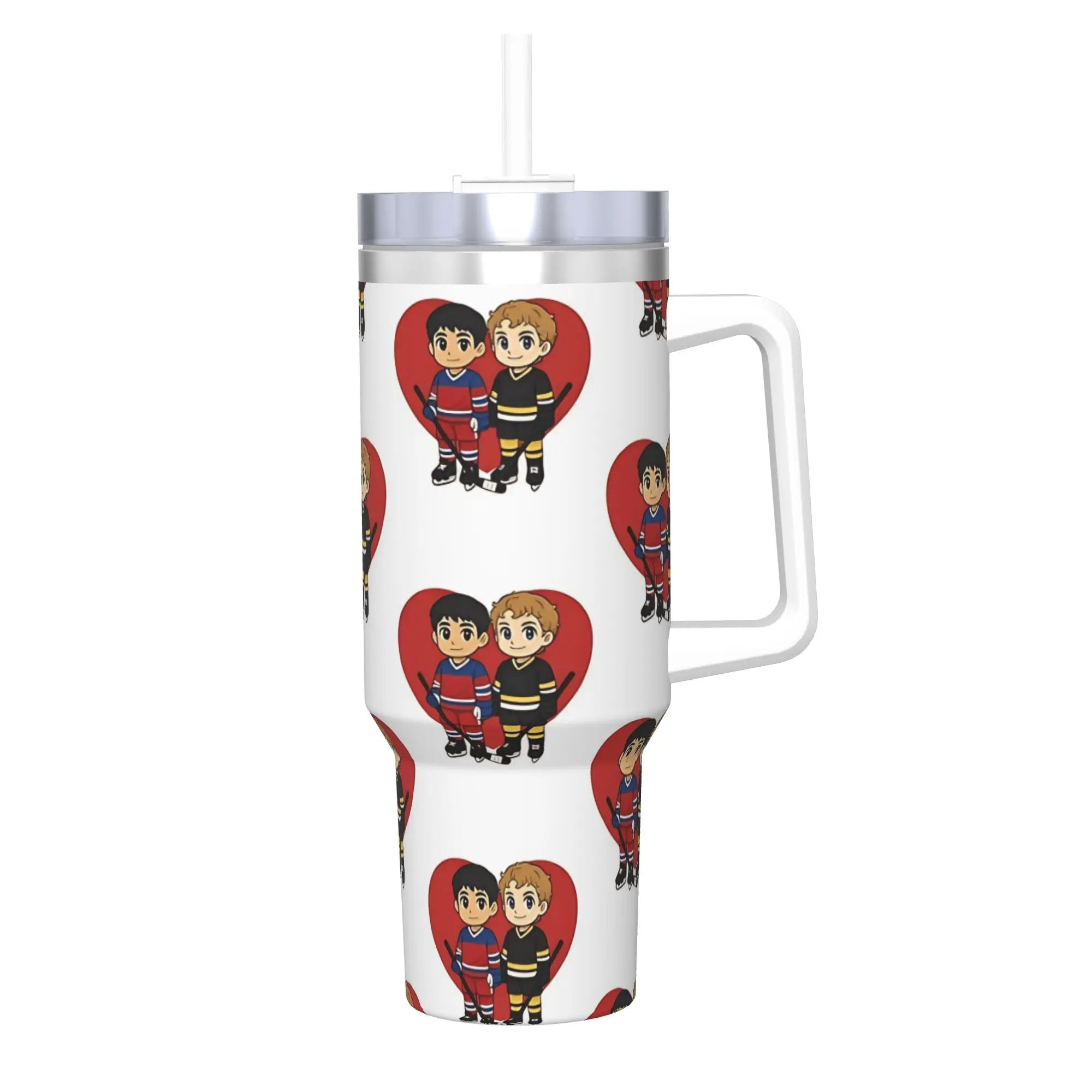 Large Portable Stainless Steel Thermal Tumbler with Straw
