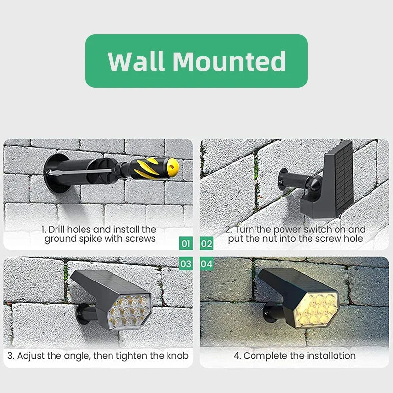 92 LED Waterproof Solar Spotlights for Outdoors