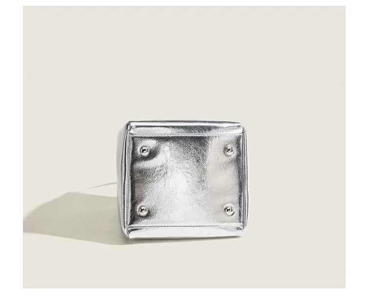 Women's Small Silver Bucket Bag