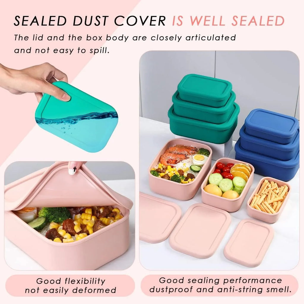 Silicone Food Storage Containers - Airtight, Microwave, Dishwasher, Freezer