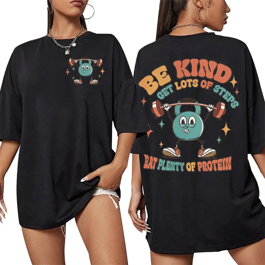 Be Happy and Lift Heavy - Funny Gym Graphic T-Shirt