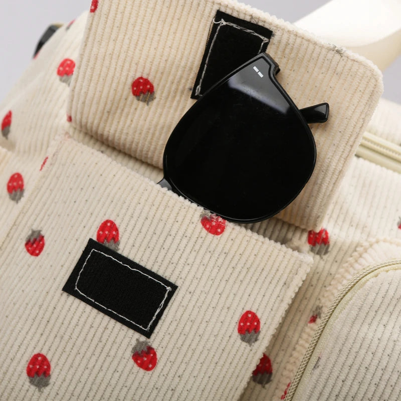 Corduroy Tote Bag with Shoe Compartment