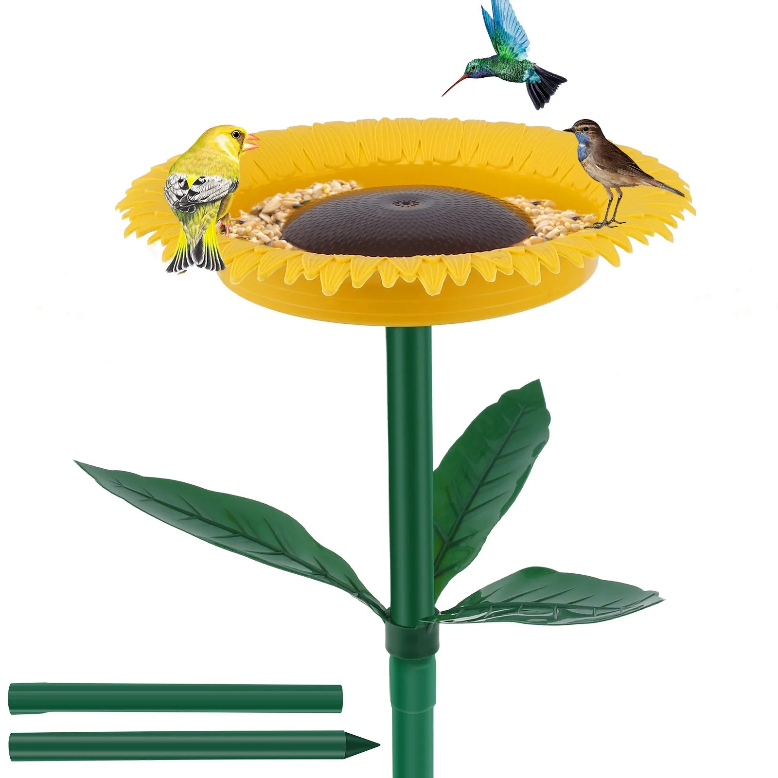 Sun Floral Standing Outdoor Bird Bath Feeder