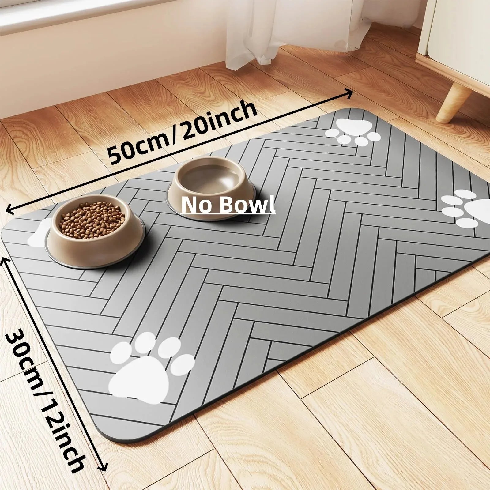 Absorbent Quick-Dry Pet Feeding Mat with Rubber Backing