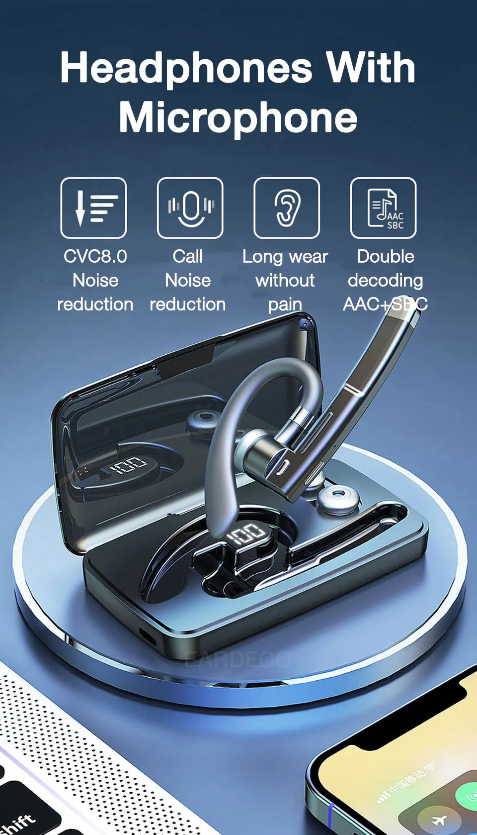 Wireless Bluetooth Earphones with Built-in Microphone – Hands-Free Calling