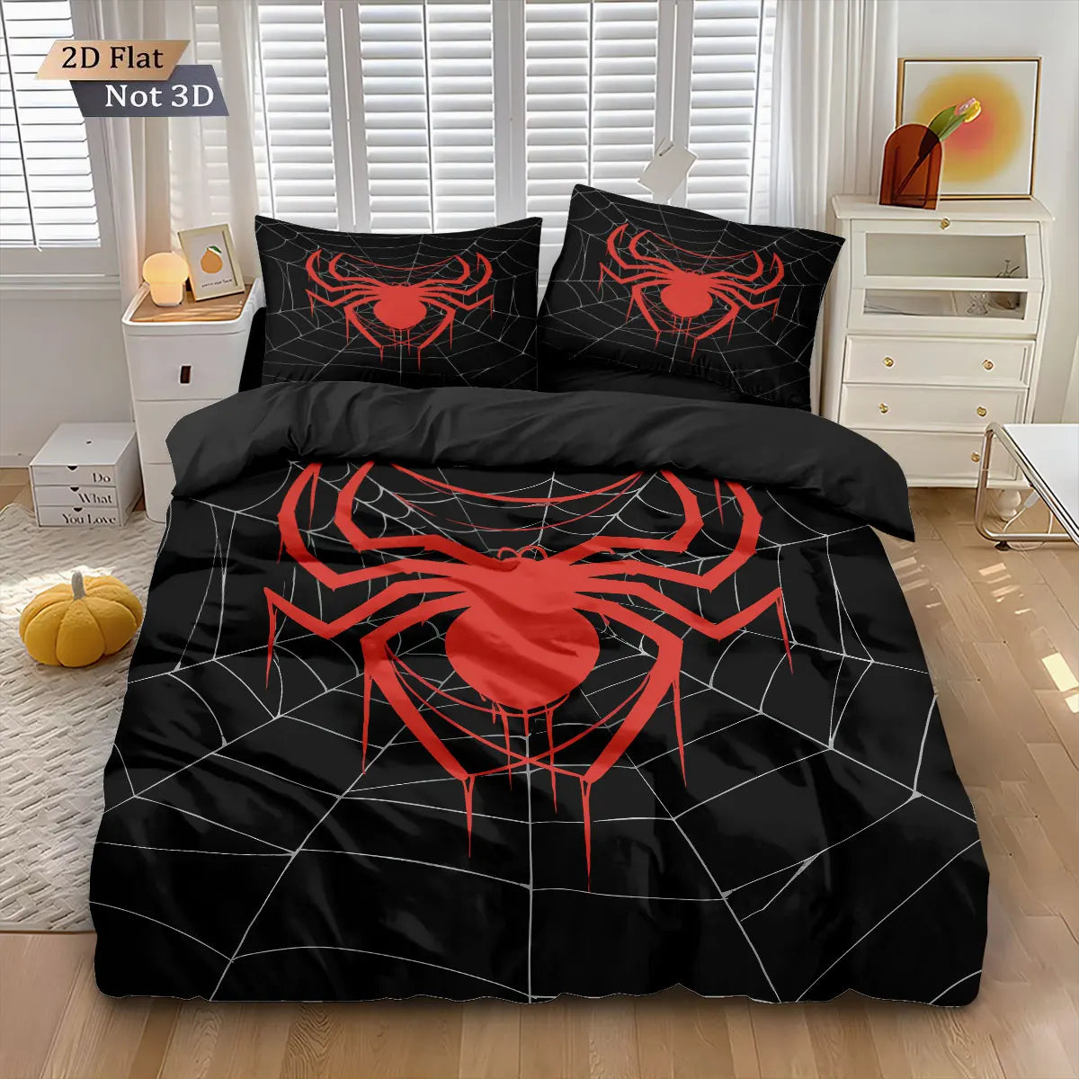 3pcs Cyber Style Spider Printed Down Duvet Cover Set