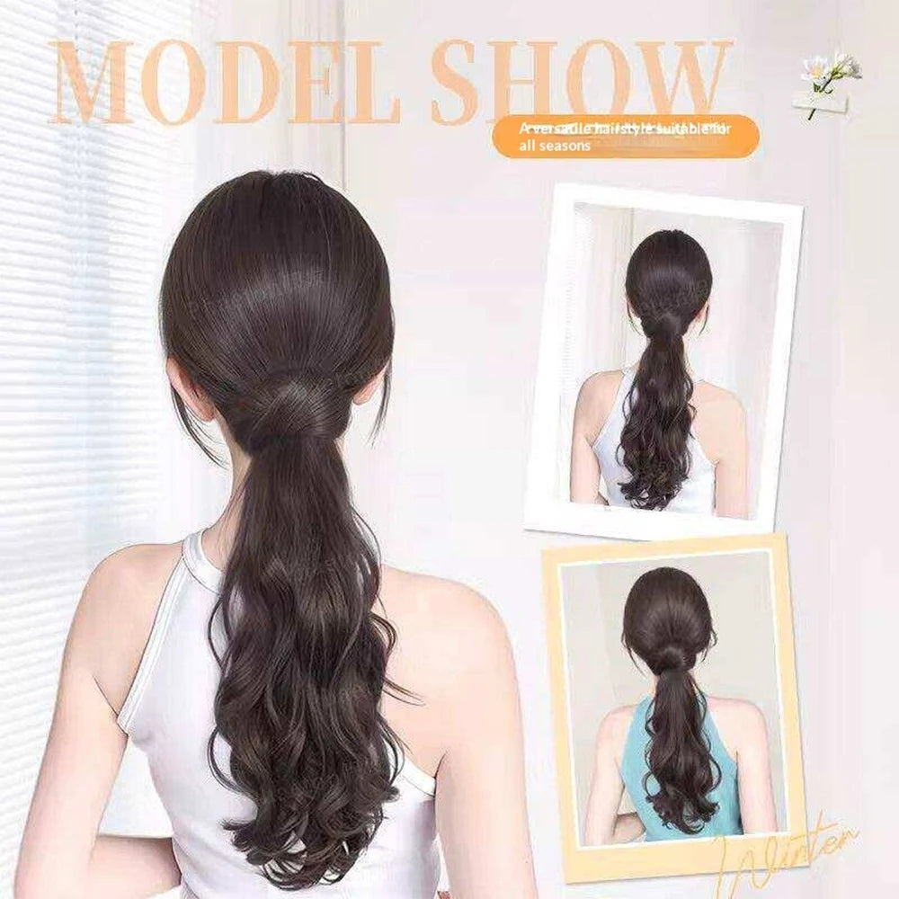 Slightly Curly Synthetic Claw Clip Ponytail Extension – Natural Look, Easy Clip-On