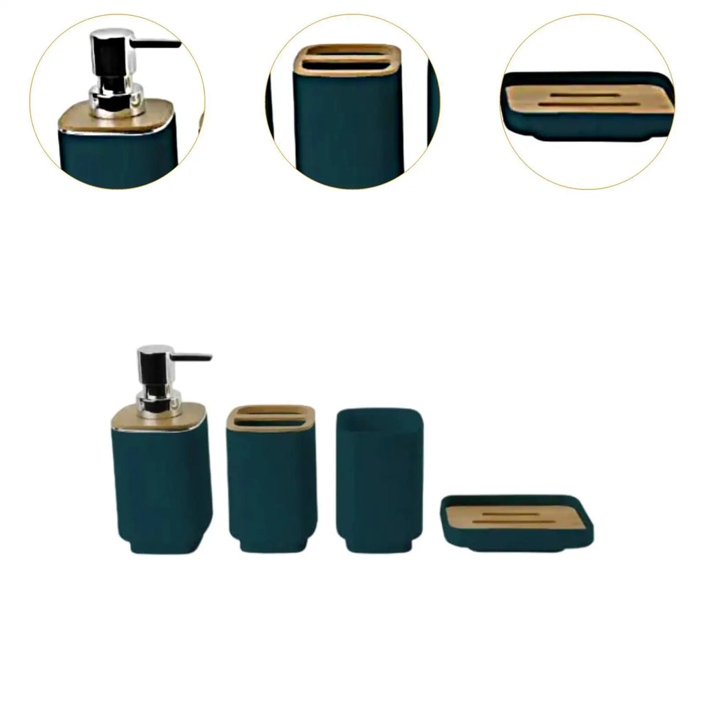 4-Piece Bathroom Accessories Set – Soap Dispenser, Toothbrush Holder & More