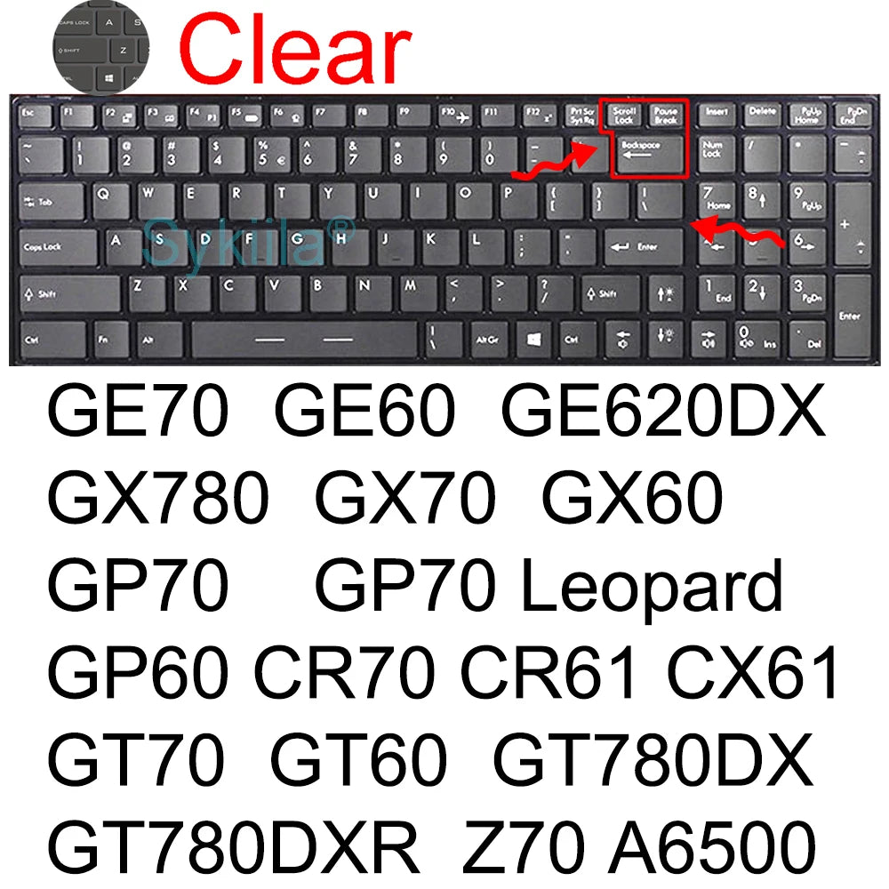 Silicone Keyboard Protector for MSI Gaming Laptops – GL Series