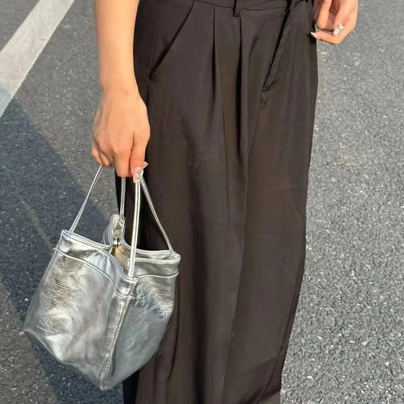 Women's Small Silver Bucket Bag