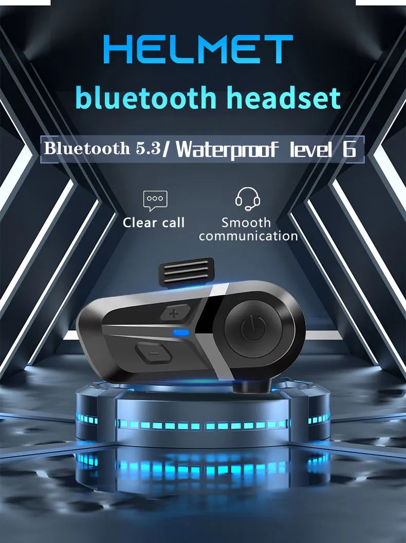 Waterproof Bluetooth 5.3 Motorcycle Helmet Earbuds with Hands-Free Calling