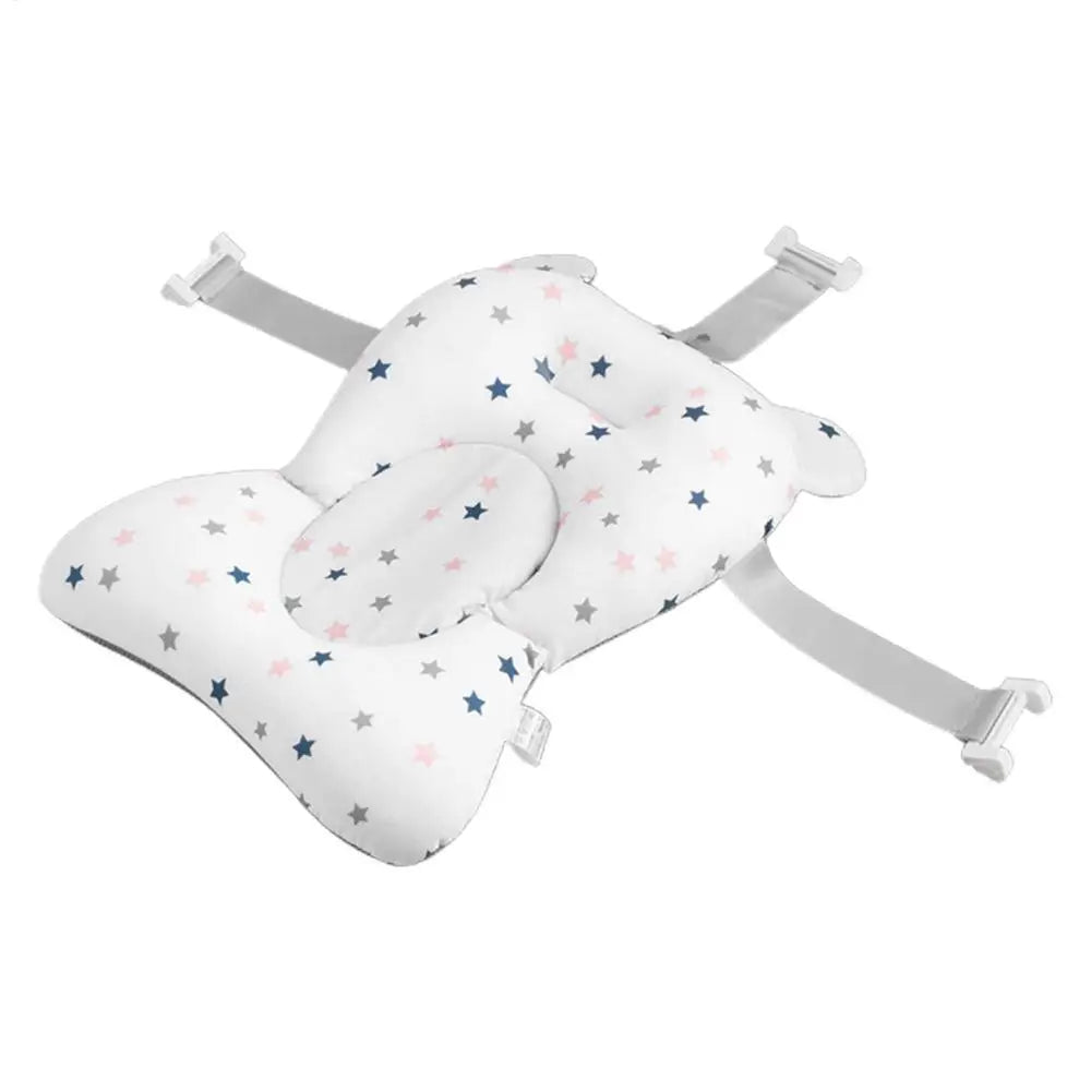 Newborn Bath Cushion - Adjustable, Foldable with Buckles & 3 Safety Clips