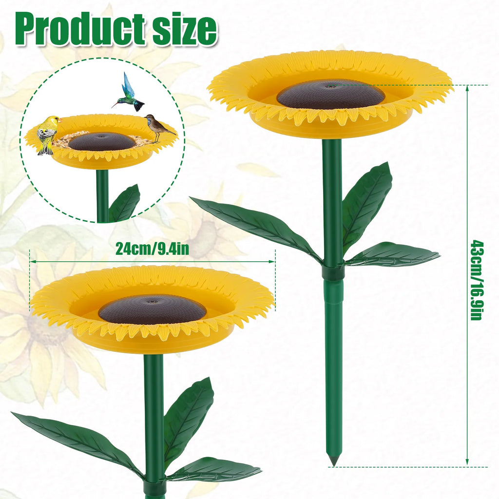 Sun Floral Standing Outdoor Bird Bath Feeder
