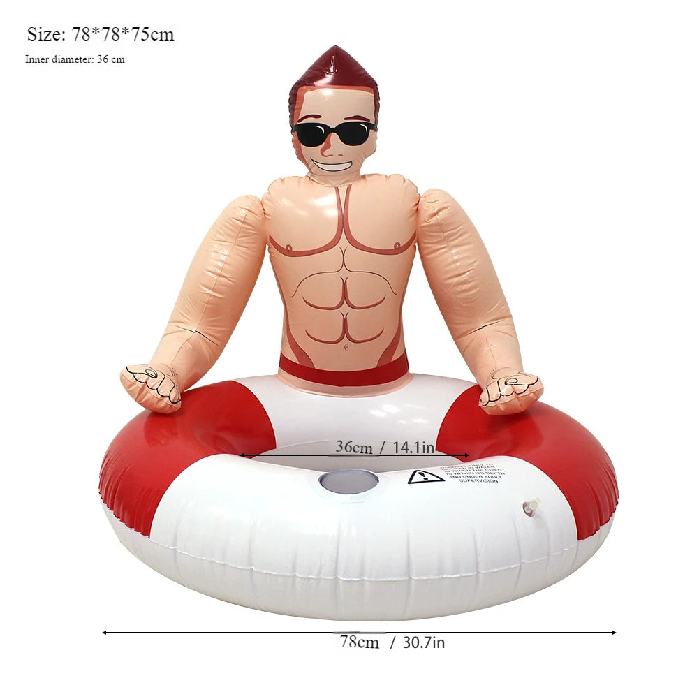 Muscle Man Shaped Inflatable Swimming Ring Pool Float