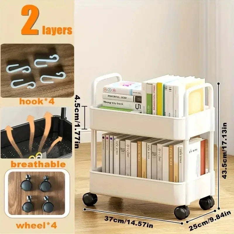 2-Layer Detachable Plastic Stationery Trolley