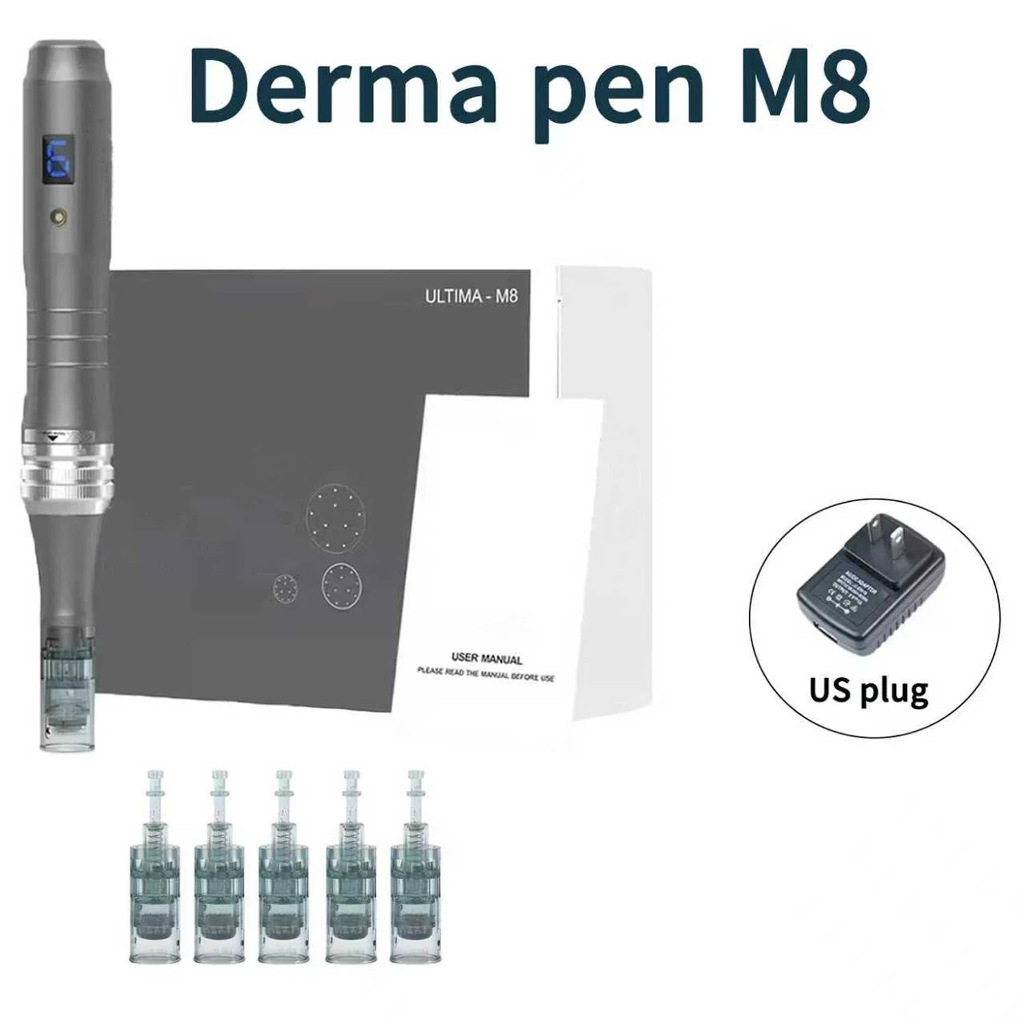 Derma Pen - M8 Professional Micro Pen, with 5 R-Nano 0.25mm Replacement Cartridges,
