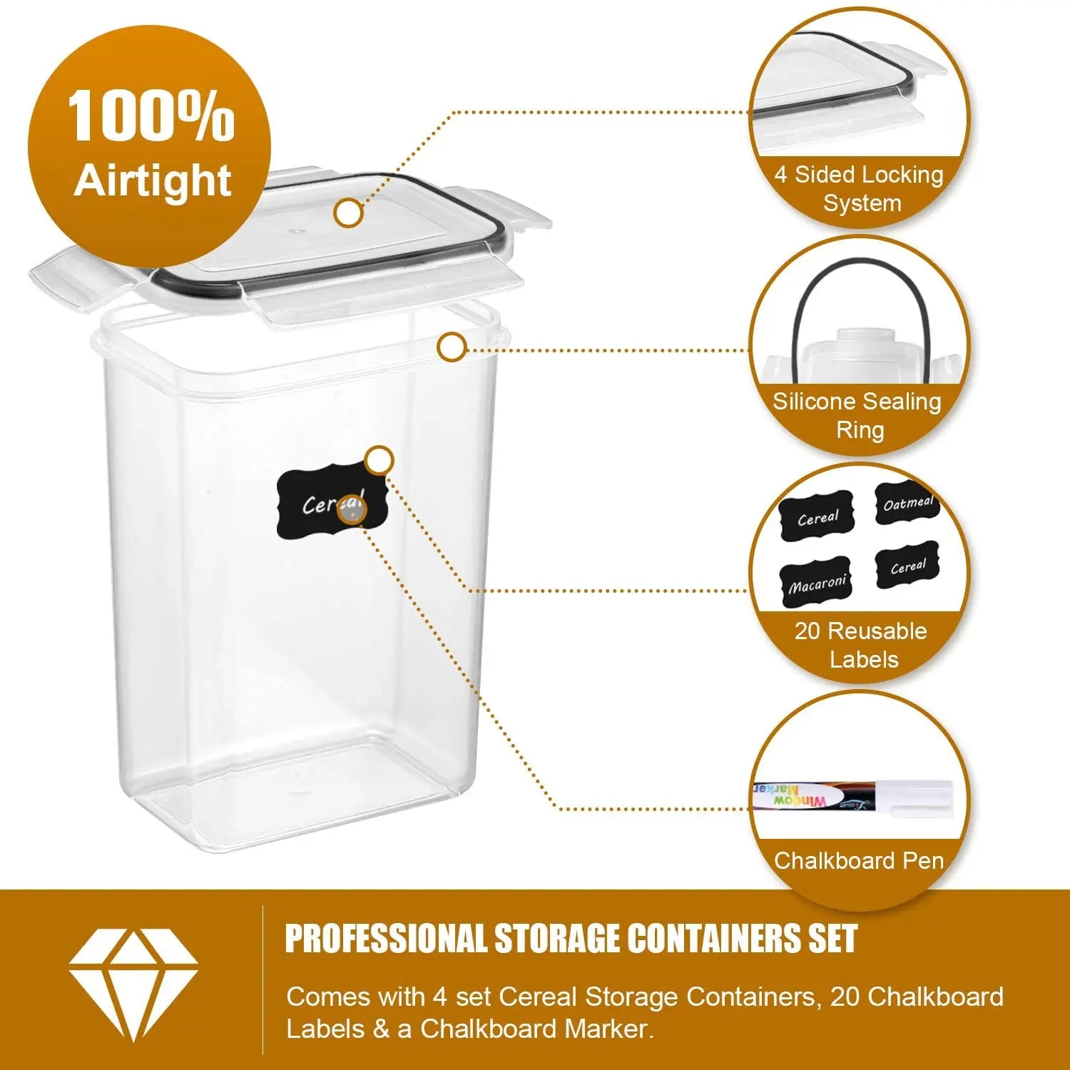 BPA-Free Airtight Food Storage Containers with Labels – Leakproof, Set of 7