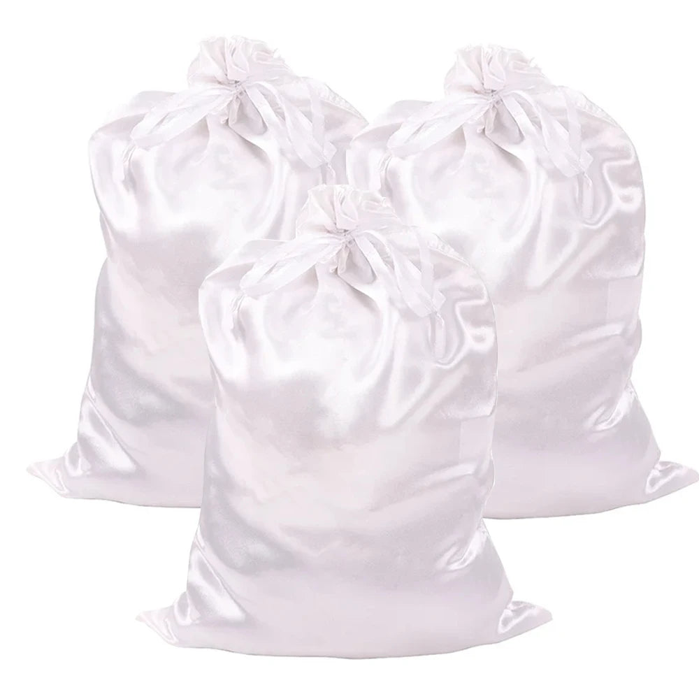 Silky Satin Wig Storage Bags with Drawstring – Dust-Free Protection, Set of 3
