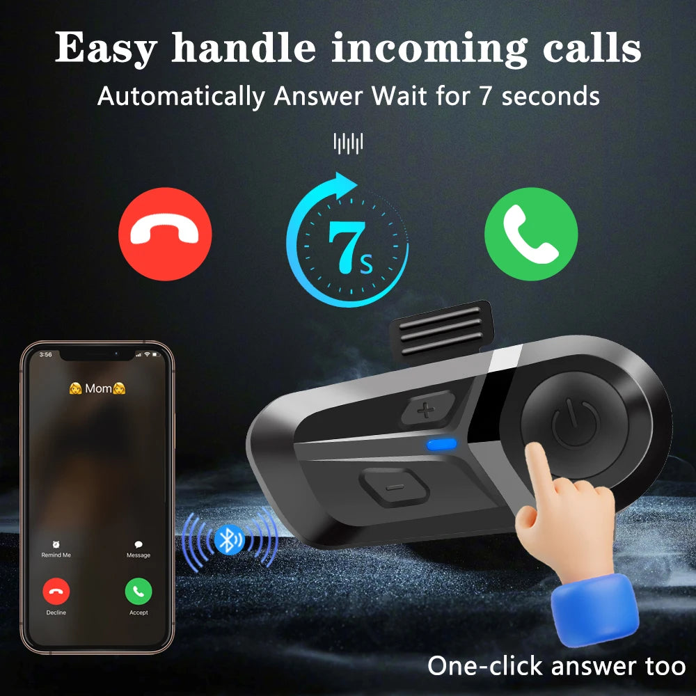 Wireless Bluetooth 5.3 Motorcycle Helmet Headset