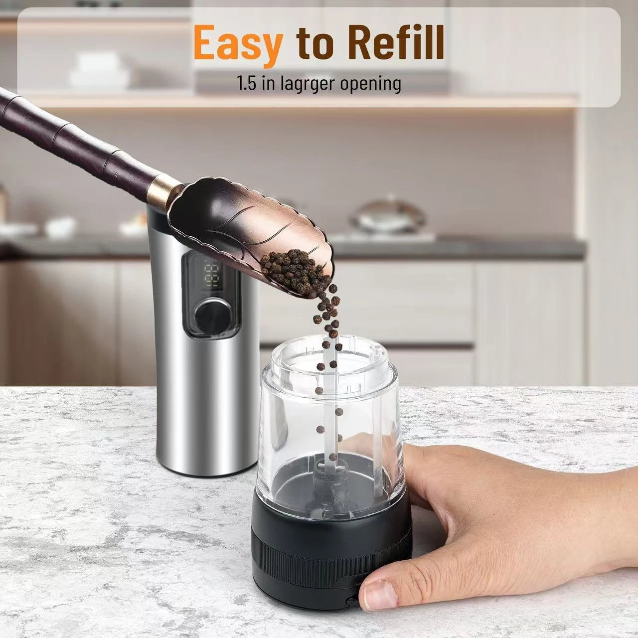 Electric Salt & Pepper Grinder Set – Rechargeable, LED Indicator, Adjustable Coarseness
