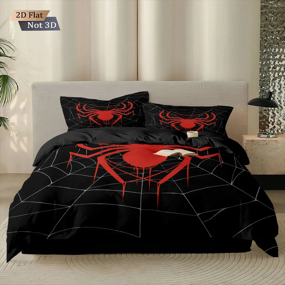 3pcs Cyber Style Spider Printed Down Duvet Cover Set