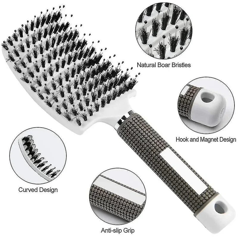 Boar Bristle & Nylon Pin Hairbrush – Smoothing & Detangling Brush