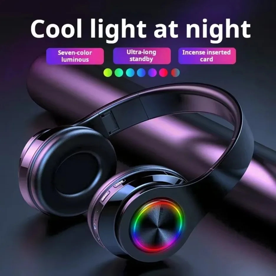 Wireless Bluetooth Gaming Headphones with Mic & RGB Lighting
