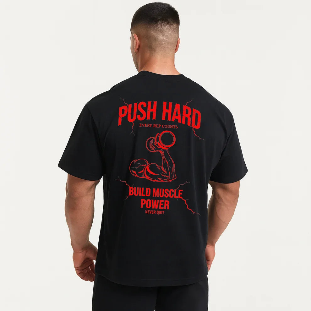Men's Loose-Fit Printed Gym T-Shirt - 100% Cotton