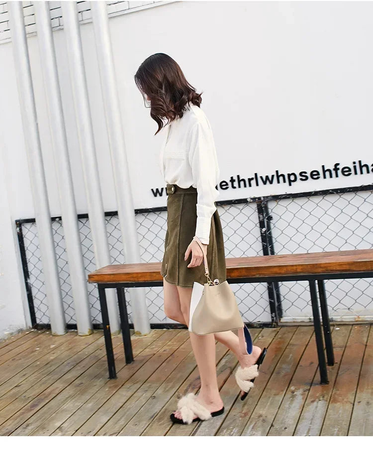 Fashionable PU Leather Bucket Bag