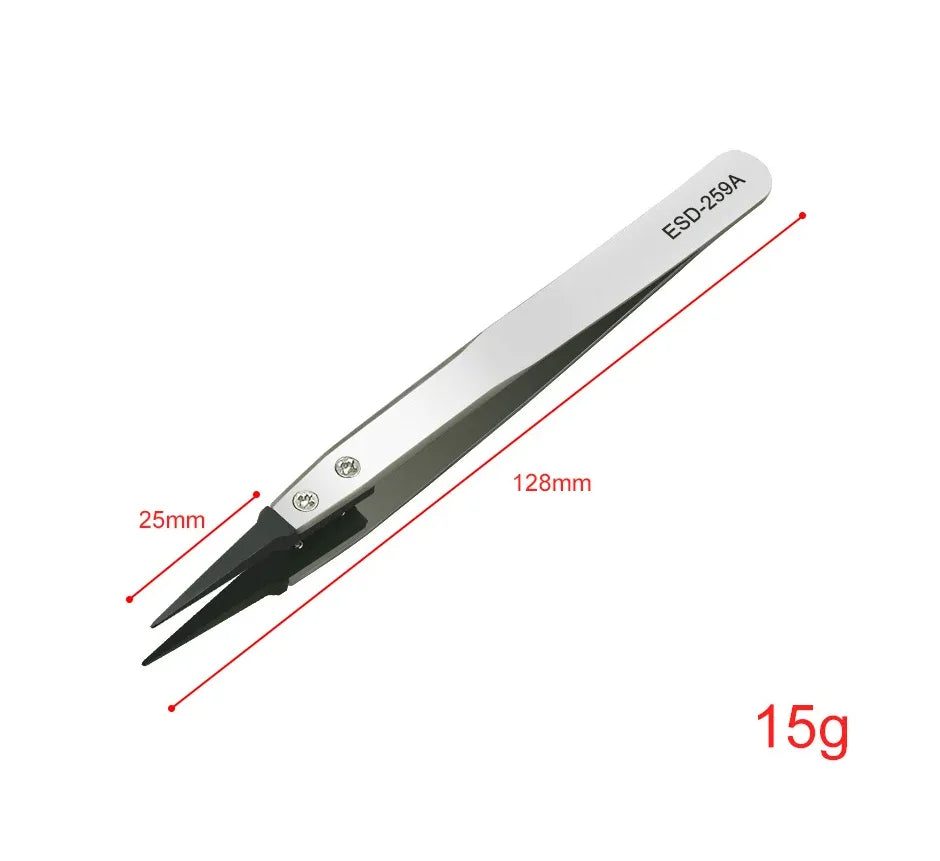 ESD Anti-Static Precision Tweezers – Heavy-Duty Metal