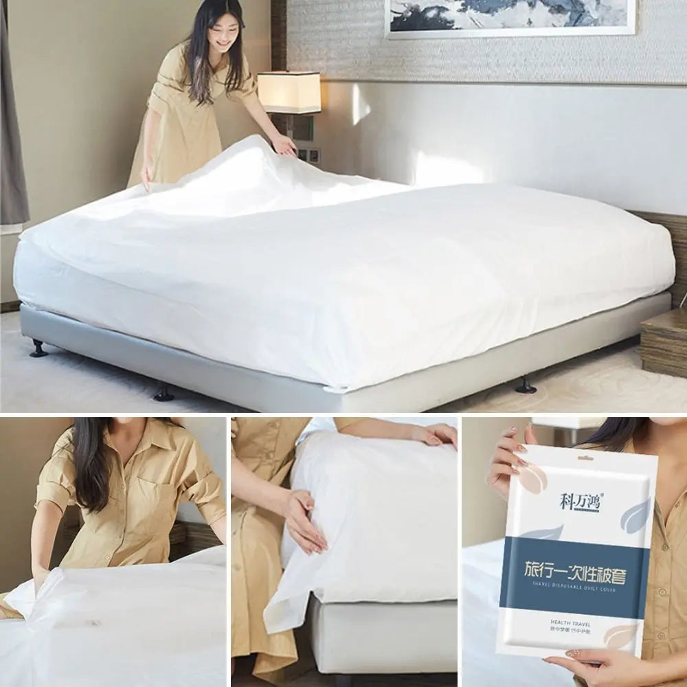 3/4-Piece Disposable Bed Set - Duvet Cover, Pillowcase and sheet