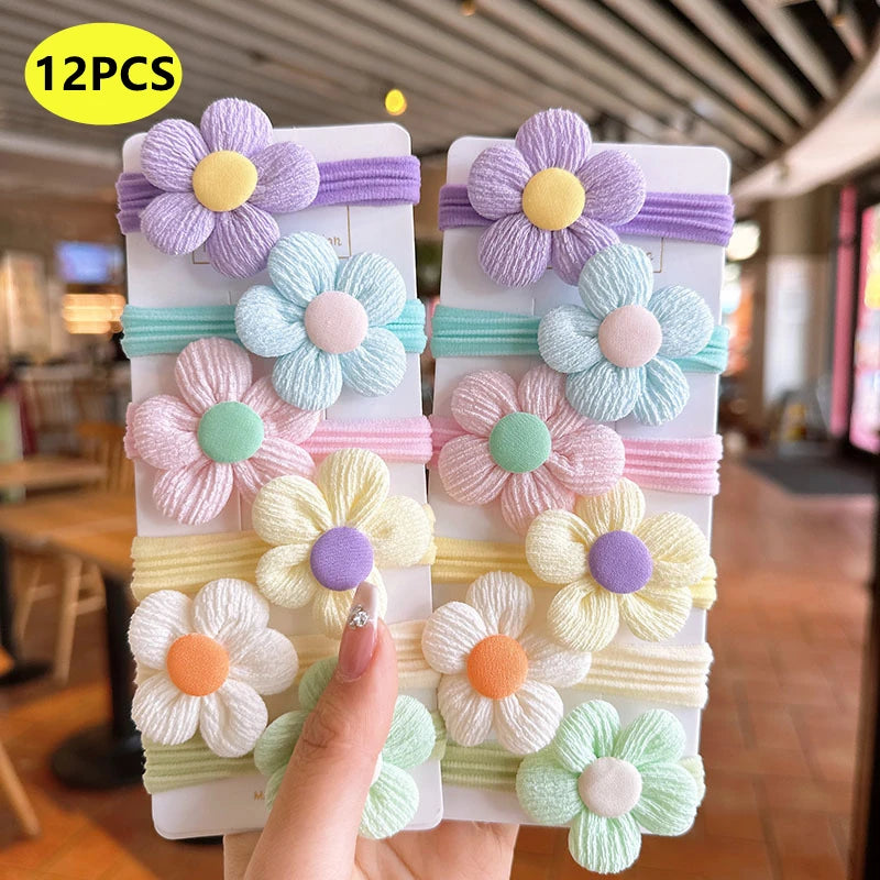 Girls Floral Elastic Hair Bands Set