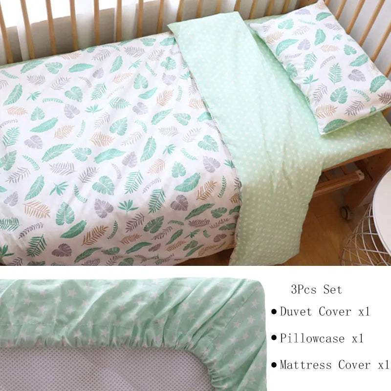 3 Pcs Kids Bedding Set - Cotton Bed Linen set Include, Pillowcase, Sheet and Duvet Cover