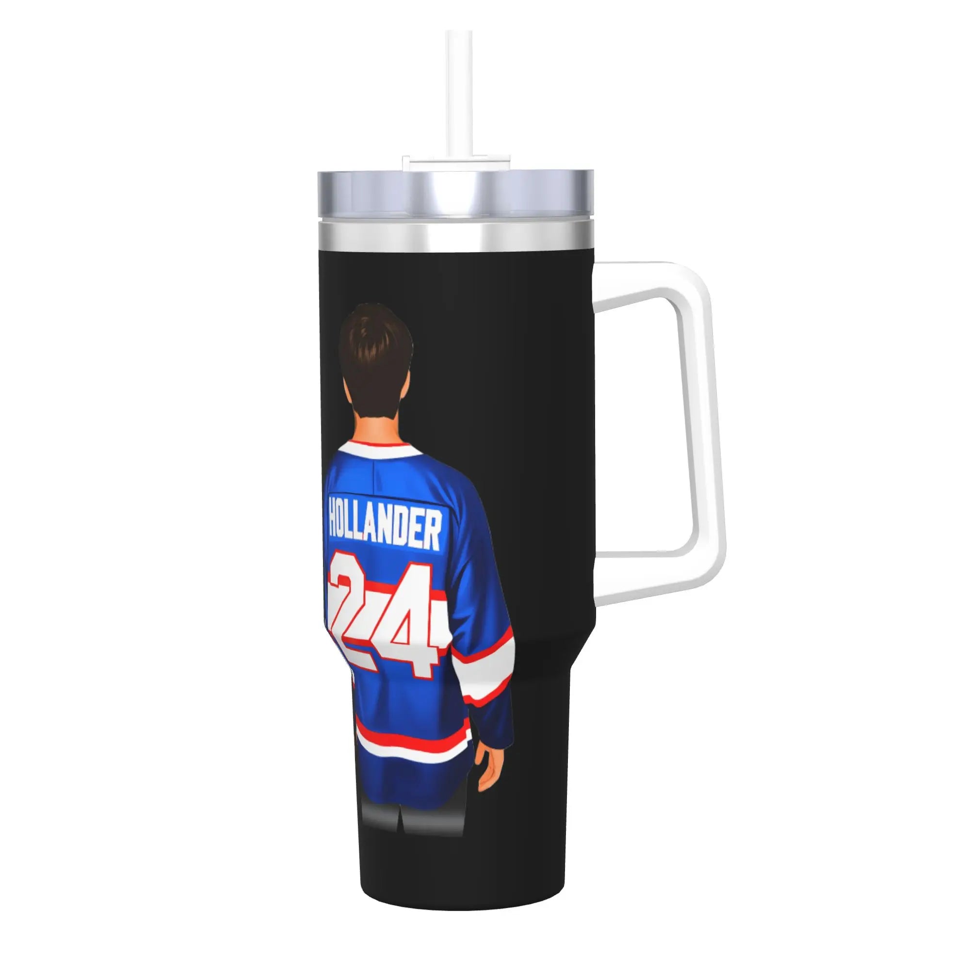 Large Portable Stainless Steel Thermal Tumbler with Straw